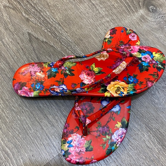 Kalli • SZ. 8 flip flops • floral red - Picture 2 of 3